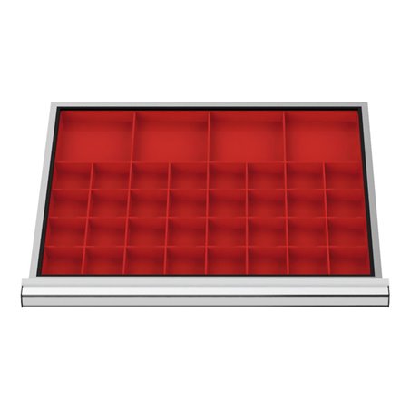 STIER Schubladeneinteilung Kleinteilekästen BLH 100 mm Innenmaß 600x450 mm 32 KTK 75x75 mm