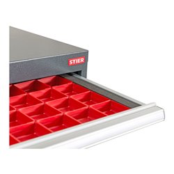 STIER Schubladeneinteilung Kleinteilekästen BLH 50 mm Innenmaß 800x450 mm 40 KTK 75x75 mm