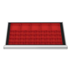 STIER Schubladeneinteilung Kleinteilekästen BLH 100 mm Innenmaß 800x450 mm 40 KTK 75x75 mm