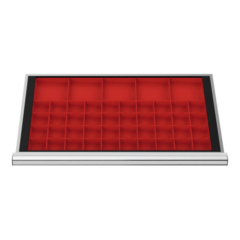 STIER Schubladeneinteilung Kleinteilekästen BLH 100 mm Innenmaß 800x450 mm 40 KTK 75x75 mm