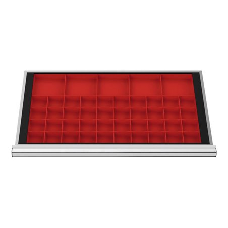 STIER Schubladeneinteilung Kleinteilekästen BLH 100 mm Innenmaß 800x450 mm 40 KTK 75x75 mm
