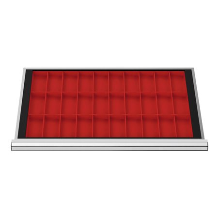 STIER Schubladeneinteilung Kleinteilekästen BLH 100 mm Innenmaß 800x450 mm 30 KTK 75x150 mm