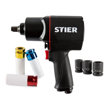 STIER Set Druckluft-Schlagschrauber 1/2' - 1750 Nm, 8-teilig