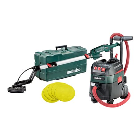 Metabo Set Langhalsschleifer LSV 5-225 Comfort + Allessauger ASR 35 M ACP mit 25 Haftschleifblättern 225 mm P 120 Kunststoffkoff