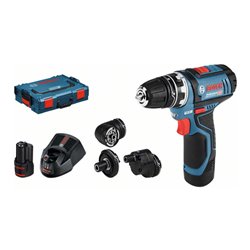 Bosch Akku-Bohrschrauber GSR 12V-15 FC mit 2 x 2,0 Ah-Akku L-BOXX 4 Aufsätze