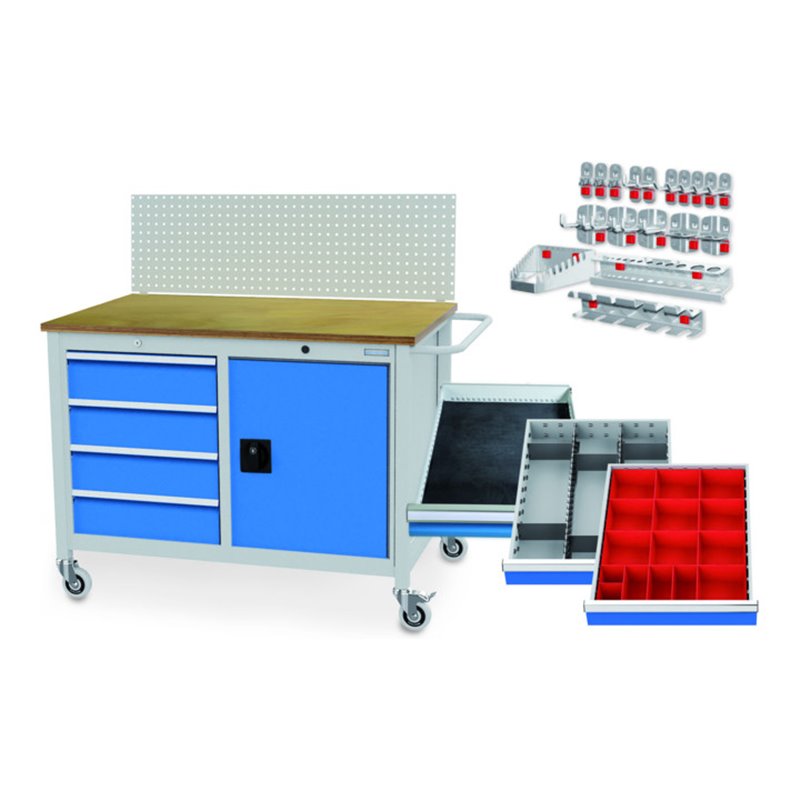 Bedrunka+Hirth Mobile Kastenwerkbank Typ 1250 M inkl. Lochplatte,Einteilung,Haken