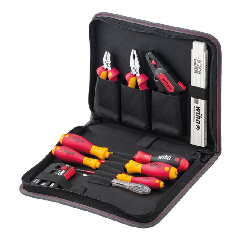 Wiha Werkzeug Set Elektriker 32-tlg. inkl. Werkzeugmappe I kompakte Grundausstattung in Werkzeugtasche mit Tragegriff  (41241)