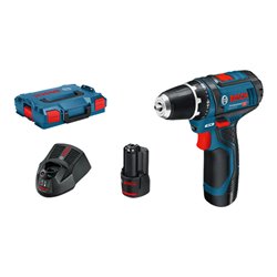 Bosch Akku-Bohrschrauber GSR 12V-15 FC mit 2 x 2,0 Ah Akku L-BOXX 1 Aufsatz