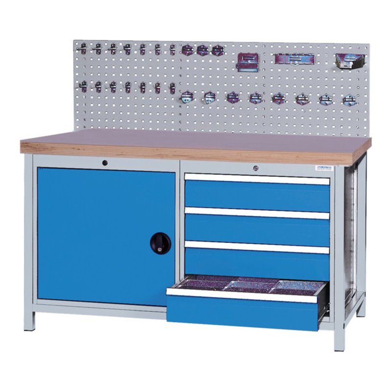 Bedrunka+Hirth Kastenwerkbank 1500 mit 4 Schubladen Blendenhöhe 150 mm und 1 Flügeltür 600 mm