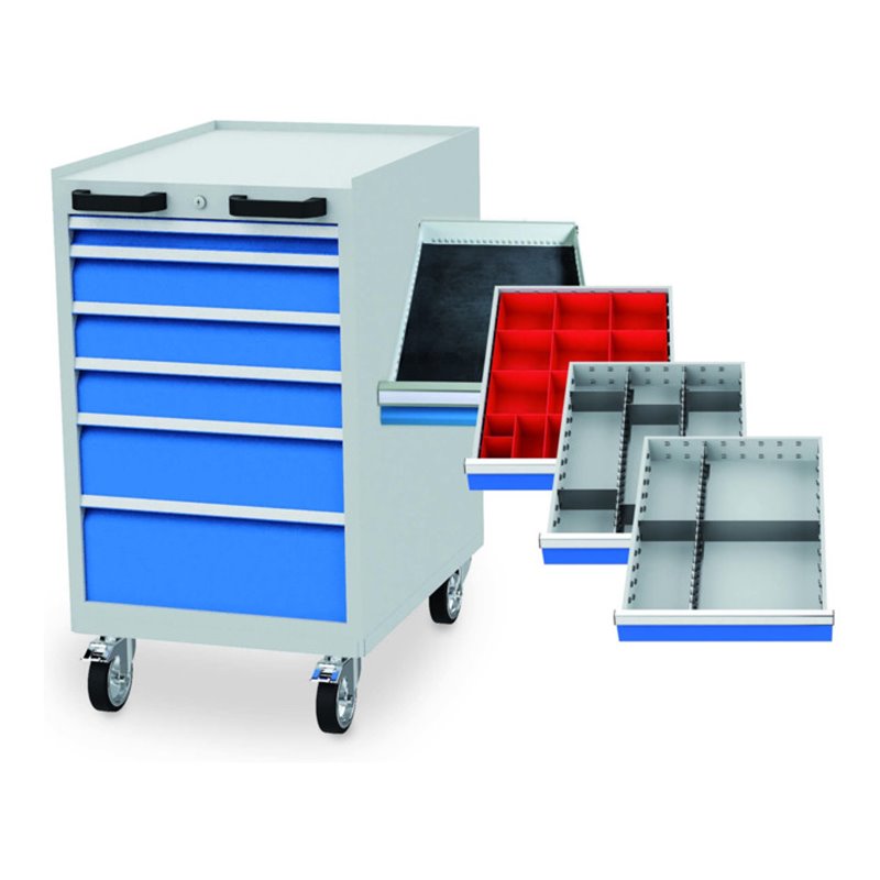 Bedrunka+Hirth Werkstattwagen Schubladenschrank mit 6 Schubladen inkl. Einteilungssortiment