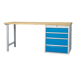 Bedrunka+Hirth Reihenwerkbank/500 mit Schubladenblock mit 4 Schubladen, BxTxH 2000x750x859 mm