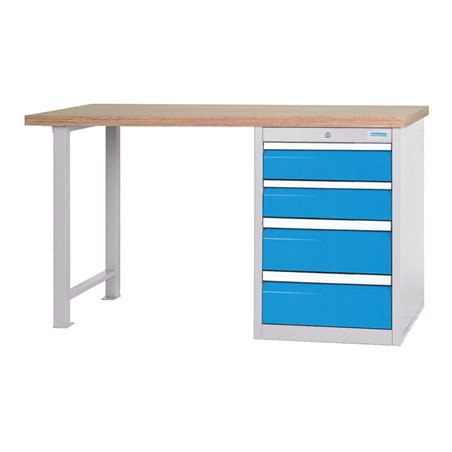 Bedrunka+Hirth Reihenwerkbank mit Schubladenblock mit 4 Schubladen, BxTxH 2000x750x859 mm