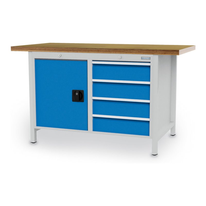 Bedrunka+Hirth Kastenwerkbank Serie 1500/500 mit 4 Schubladen BxTxH 1500x750x959 mm