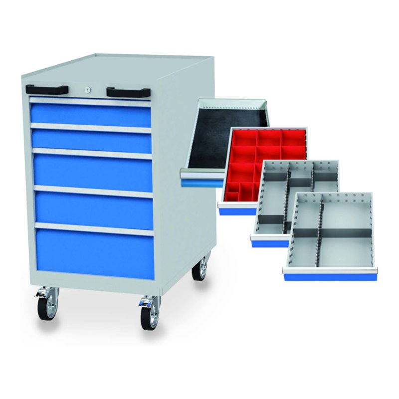 Bedrunka+Hirth Werkstattwagen Schubladenschrank mit 5 Schubladen inkl. Einteilungssortiment
