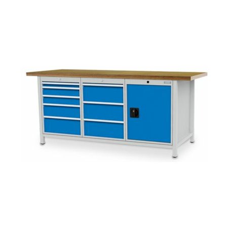 Bedrunka+Hirth Kastenwerkbank Serie 2000/500 mit 8 Schubladen BxTxH 2000x750x959 mm