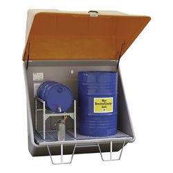 CEMO Schadstoff-Sammelstation aus GFK + Gitterrostboden, Aufstellung im Freien