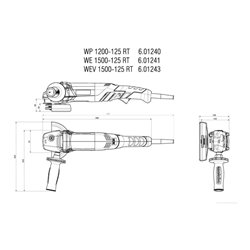 Metabo Winkelschleifer WEV 1500-125 Quick RT mit Drehzahlregelung, Schnellspannnmutter Kunststoffkoffer