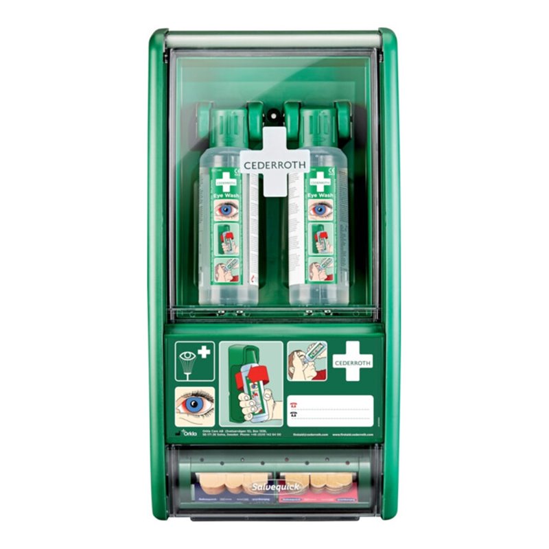Augenspülstation 2 x 0,5 l,1 x Pflasterspender CEDERROTH