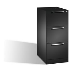 C+P Hängeregistraturschrank Asisto für Hängehefter DIN A4, 3 Schubladen, einbahnig Schwarzgrau