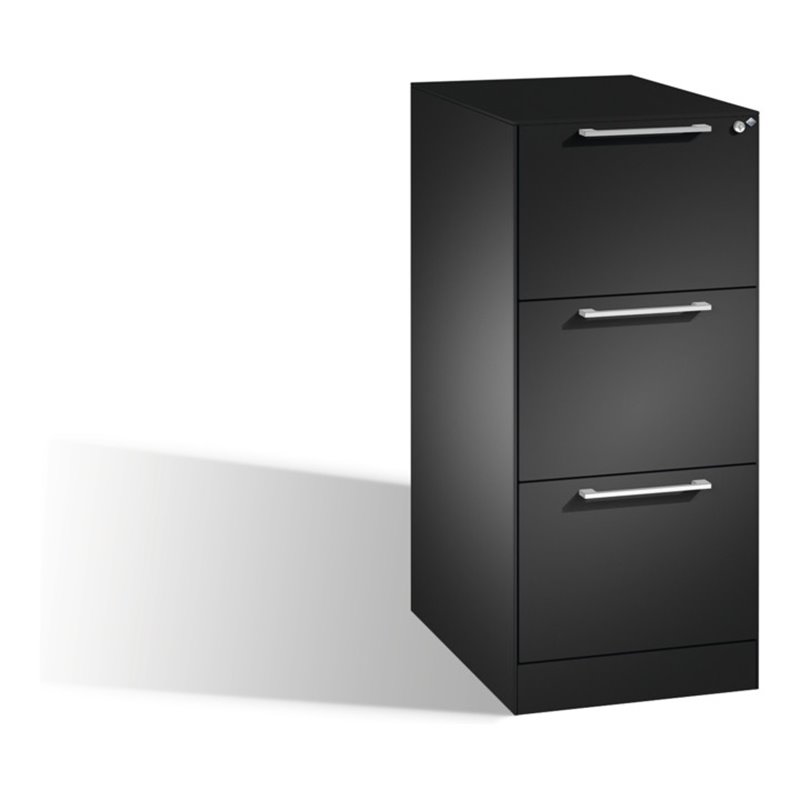 C+P Hängeregistraturschrank Asisto für Hängehefter DIN A4, 3 Schubladen, einbahnig Schwarzgrau