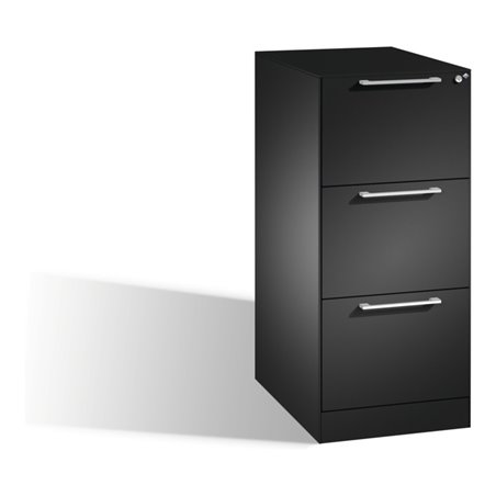 C+P Hängeregistraturschrank Asisto für Hängehefter DIN A4, 3 Schubladen, einbahnig Schwarzgrau
