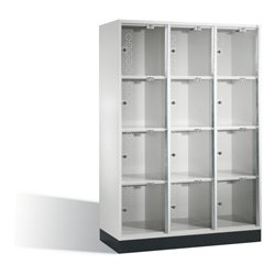 C+P Schließfachschrank Intro XL mit Acrylglastüren, 12 Fächer, H1750xB1220xT500mm Korpus Lichtgrau Zertifikat GS Ja