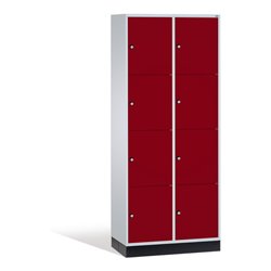 C+P Schließfachschrank Intro, 8 Fächer, H1950xB820xT500mm Front Rubinrot Korpus Lichtgrau