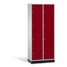 C+P Schließfachschrank Intro, 8 Fächer, H1950xB820xT500mm Front Rubinrot Korpus Lichtgrau