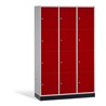 C+P Schließfachschrank Intro, 12 Fächer, H1950xB1220xT500mm Front Rubinrot Korpus Lichtgrau