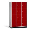 C+P Schließfachschrank Intro XL, 12 Fächer, H1950xB1220xT600mm Front Rubinrot Korpus Lichtgrau