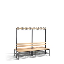 C+P Doppelseitige Garderobenbank Basic mit Schuhrost, H1650xB1960xT756mm, Schwarzgrau/Buche