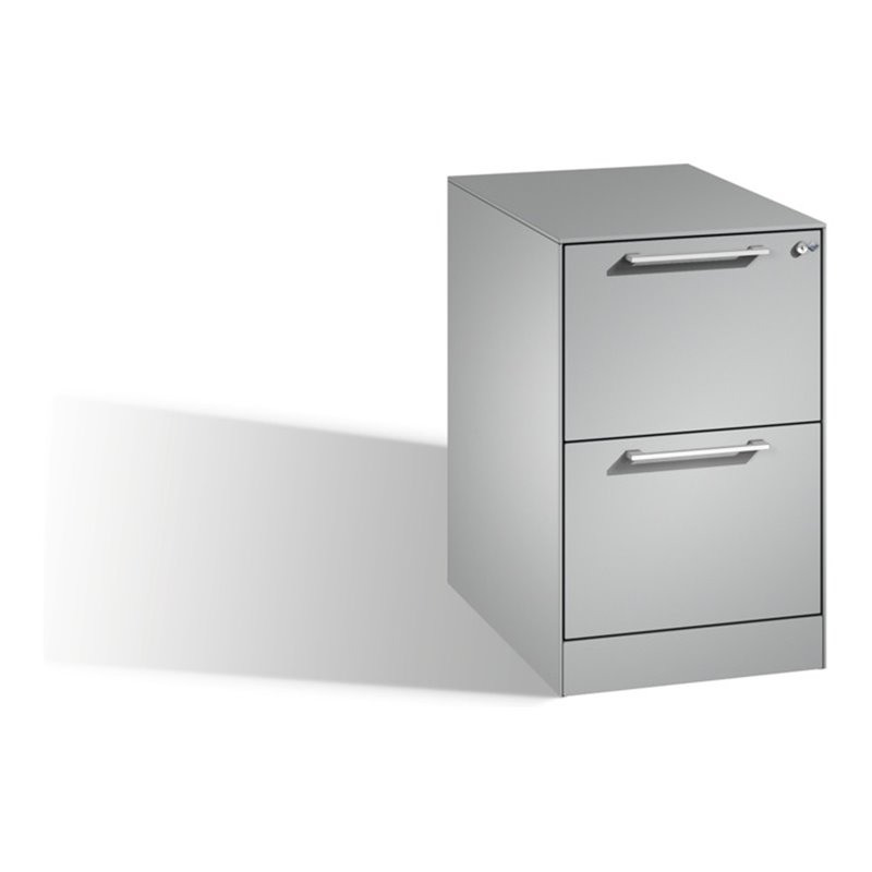 C+P Hängeregistraturschrank Asisto für Hängehefter DIN A4, 2 Schübe, einbahnig, Weißaluminium