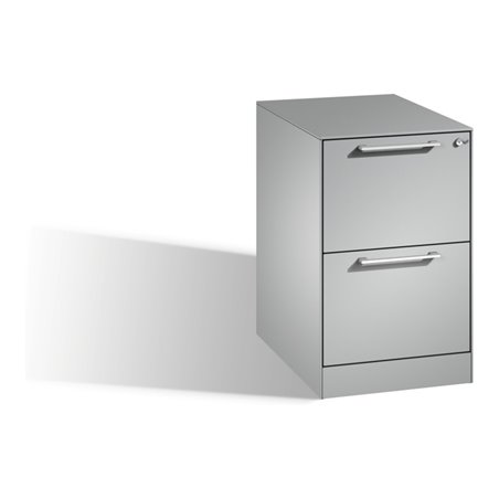 C+P Hängeregistraturschrank Asisto für Hängehefter DIN A4, 2 Schübe, einbahnig, Weißaluminium