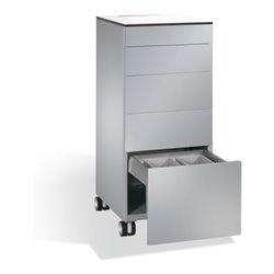 C+P Catering-Caddy Asisto mit Abfallsammler, H1150xB500xT600mm Weißaluminium