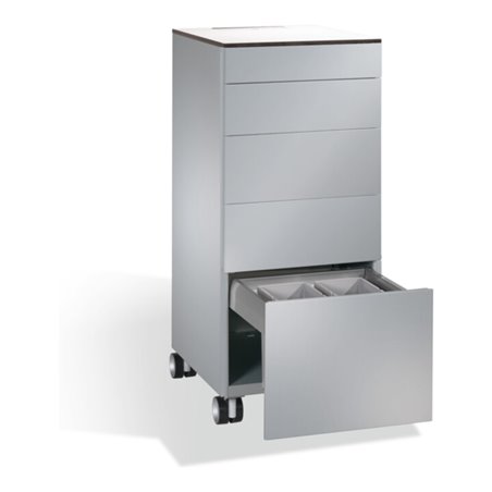C+P Catering-Caddy Asisto mit Abfallsammler, H1150xB500xT600mm Weißaluminium