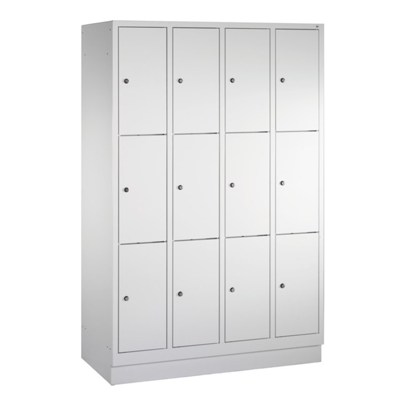 C+P Fächerschrank Classic auf Sockel, 12 Fächer, H1800xB1190xT500mm Front Lichtgrau Korpus Lichtgrau