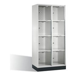 C+P Schließfachschrank Intro XL mit Acrylglastüren, 8 Fächer, H1750xB820xT500mm Korpus Lichtgrau Zertifikat GS Ja