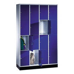 C+P Schließfachschrank Intro, 16 Fächer, H1950xB1220xT500mm Front Enzianblau Korpus Lichtgrau