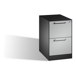 C+P Hängeregistraturschrank Asisto für Hängehefter DIN A4, 2 Schübe, einbahnig, Schwarzgrau/Weißaluminium
