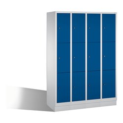 C+P Fächerschrank Classic auf Sockel, 12 Fächer, H1800xB1190xT500mm Front Enzianblau Korpus Lichtgrau