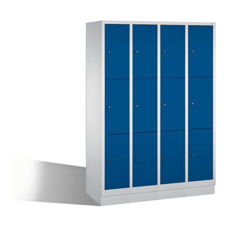 C+P Fächerschrank Classic auf Sockel, 12 Fächer, H1800xB1190xT500mm Front Enzianblau Korpus Lichtgrau