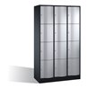 C+P Schließfachschrank Resisto, 12 Fächer, H1950xB1150xT540mm Front Weißaluminium Korpus Schwarzgrau