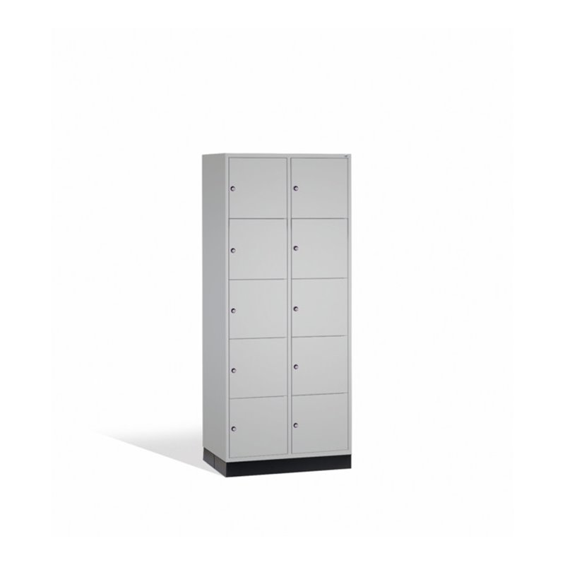 C+P Schließfachschrank Intro XL, 10 Fächer, H1950xB820xT600mm Front Lichtgrau Korpus Lichtgrau