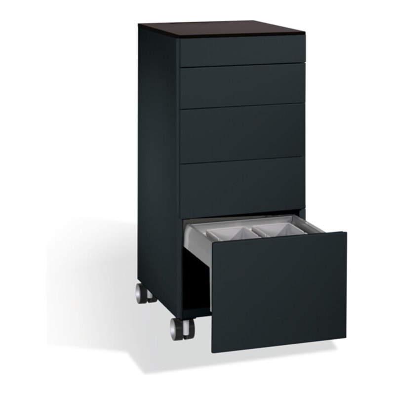 C+P Catering-Caddy Asisto mit Abfallsammler, H1150xB500xT600mm Schwarzgrau