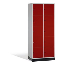 C+P Schließfachschrank Intro XL, 10 Fächer, H1950xB820xT600mm Front Rubinrot Korpus Lichtgrau
