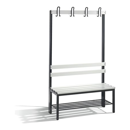 C+P Garderobenbank Basic mit Schuhrost, H1650xB1000xT403mm, Schwarzgrau/Lichtgrau