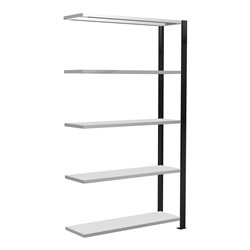 Schulte Anbauregal Stecksystem MULTIplus85, 5 Fachböden, einseitig nutzbar, Tiefe 300 mm, Aussteifung durch Kreuzstrebe, mit Ans