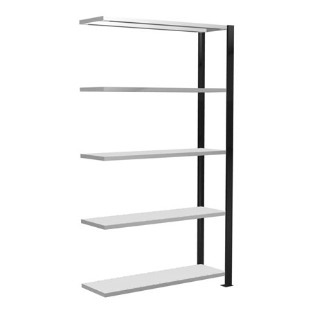 Schulte Anbauregal Stecksystem MULTIplus85, 5 Fachböden, einseitig nutzbar, Tiefe 300 mm, Aussteifung durch Kreuzstrebe, mit Ans