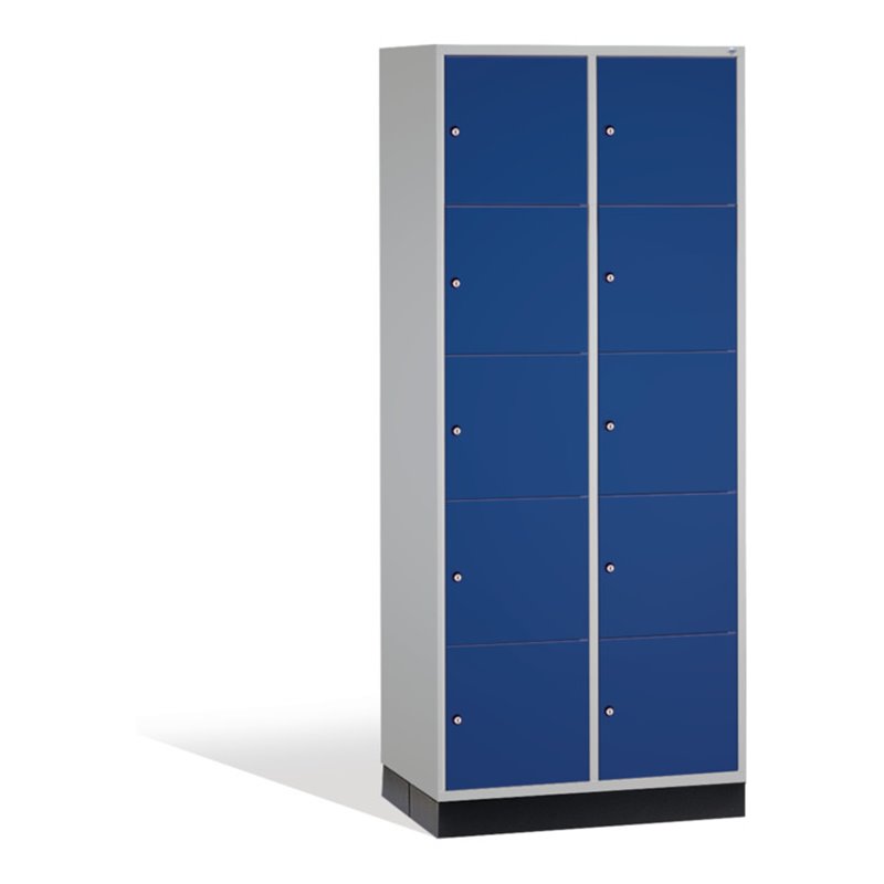 C+P Schließfachschrank Intro XL, 10 Fächer, H1950xB820xT600mm Front Enzianblau Korpus Lichtgrau