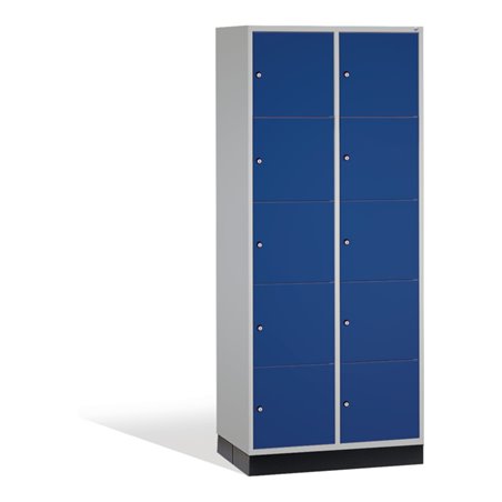C+P Schließfachschrank Intro XL, 10 Fächer, H1950xB820xT600mm Front Enzianblau Korpus Lichtgrau